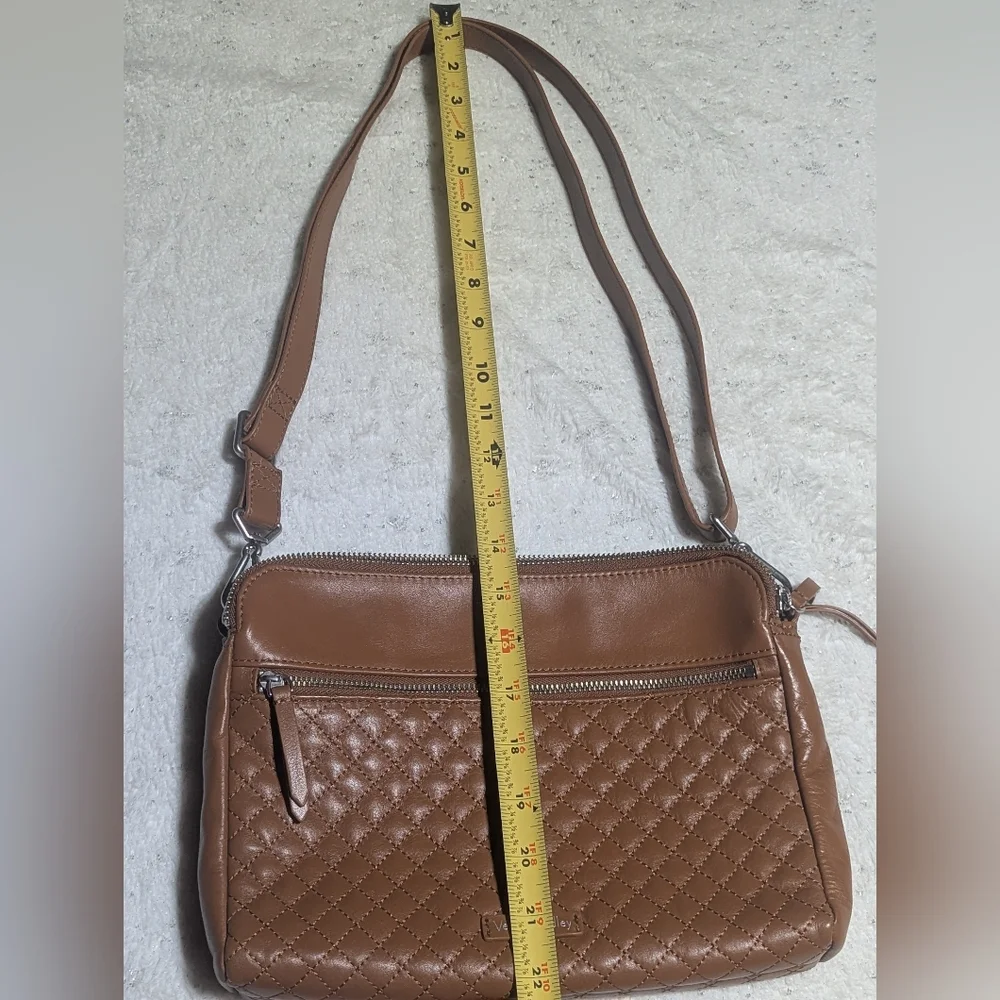 Vera Bradley Quilted Brown Leather Shoulder Bag - Picture 9 of 14